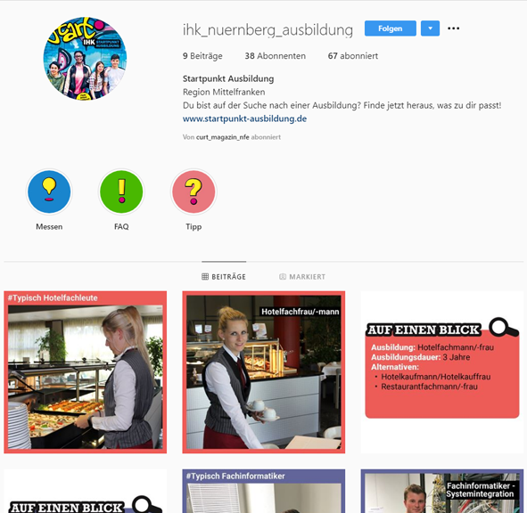 IHK Startpunkt Ausbildung Instagram Seite